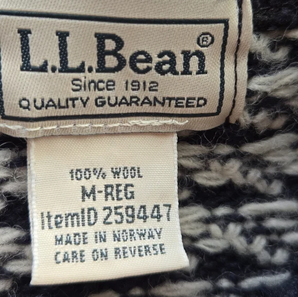 L.L. Bean Heritage Birdseye Wool Cardigan - Made in Norway - Picture 8 of 10